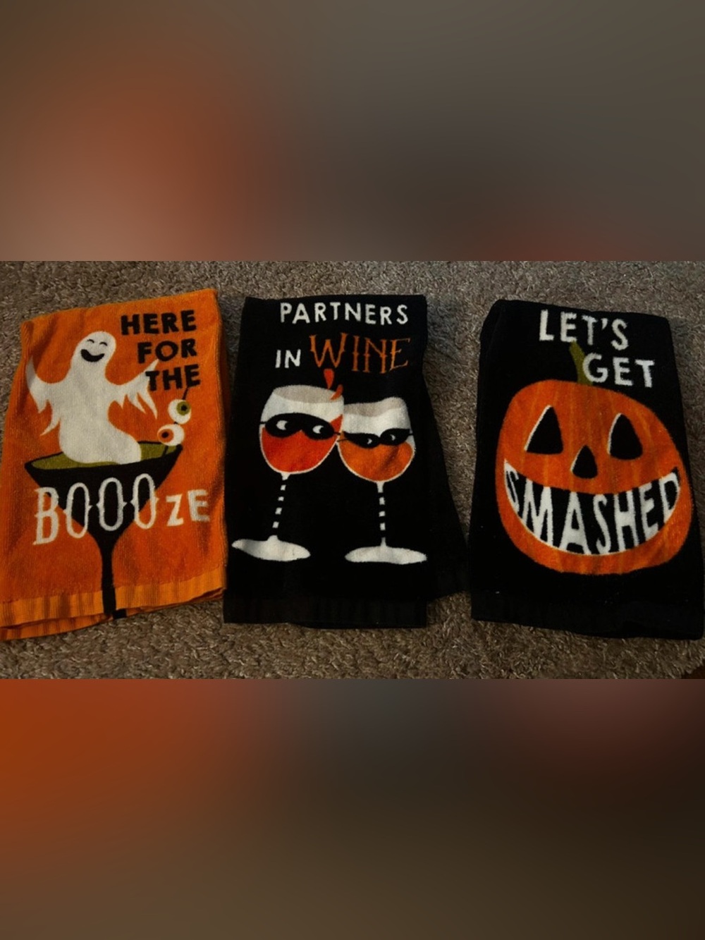 Halloween Drinking Themed Hand Towels Set of 3